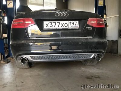 Установка спортивного глушителя и насадок на Audi A6